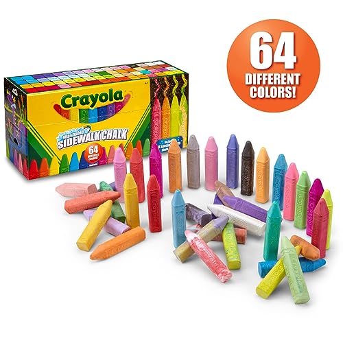 Crayola Ultimate Washable Chalk Collection (64ct), Bulk Sidewalk Chalk, Outdoor Chalk for Kids, Anti-Roll Sticks, Nontoxic, 4+ Crayola
