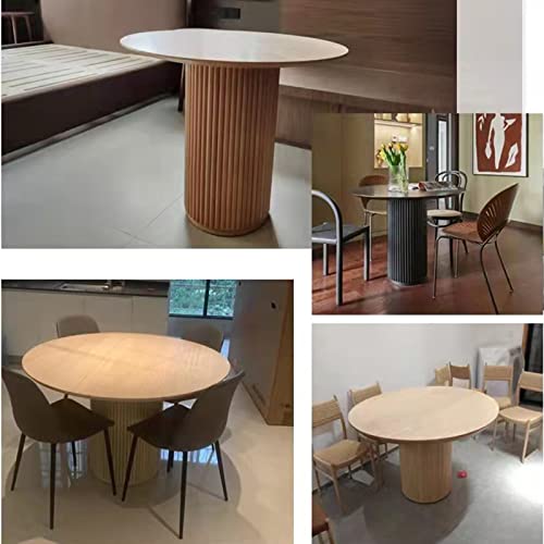 QQXX Round Pine Solid Wood Dining Table,Simplicity Kitchen Table with Wooden Pedestal Base,Leisure Coffee Table Dining Room Table Restaurant