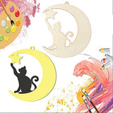 Cat Wood Star Wood Moon Shape Wooden Blank Wood with Twines Art Unfinished Ornaments for Wedding Birthday Party Christmas Decoration 20Pcs Zontween