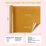 HTVRONT Gold Glitter Heat Transfer Vinyl - 10" x 5FT Gold Glitter HTV Vinyl for T-Shirts, Gold Glitter Iron on Vinyl for All Cutter Machine（Gold HTVRONT