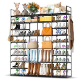 Kottwca 4 Row 10 Tier Large Shoe Rack Organizer for Closet Entryway, 72-80 Pair Shoe Boot Storage Rack, Metal Shoe Shelf Big Vertical Stackable Shoe Kottwca