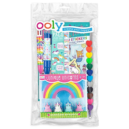 Ooly Happy Pack, 12 Crayons + Scented Erasers + Note Pals + 6 Click Pen + Clickit Eraser + Scented Stickers - Oh My! Unicorns & Mermaids - WoodArtSupply