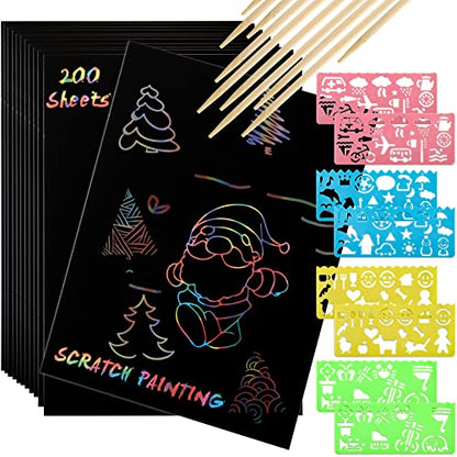 ZMLM Scratch Paper Art Set, 60 Pcs Rainbow Magic Scratch Paper for Kids  Black Scratch it Off Art Crafts Kits Notes Sheet with 5 Wooden Stylus for  Girl Boy Halloween Party Game