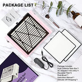 BRANTMAKER Nail Dust Collector with Brush and 2 Reusable Filters, 60W Vacuum Dust Fan for Acrylic Nails (Pink) BRANTMAKER