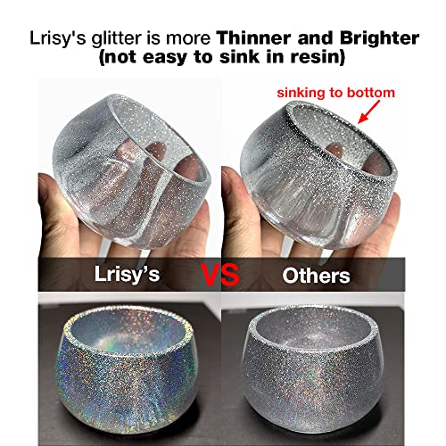 Lrisy Holographic Extra Fine Glitter Powder with Shaker Lid, Craft Glitter Sequins for Epoxy Resin, Slime,Tumblers,Nail&Painting Arts 140g/4.5oz - WoodArtSupply