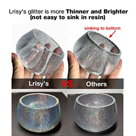 Lrisy Holographic Extra Fine Glitter Powder with Shaker Lid, Craft Glitter Sequins for Epoxy Resin, Slime,Tumblers,Nail&Painting Arts 140g/4.5oz Lrisy's