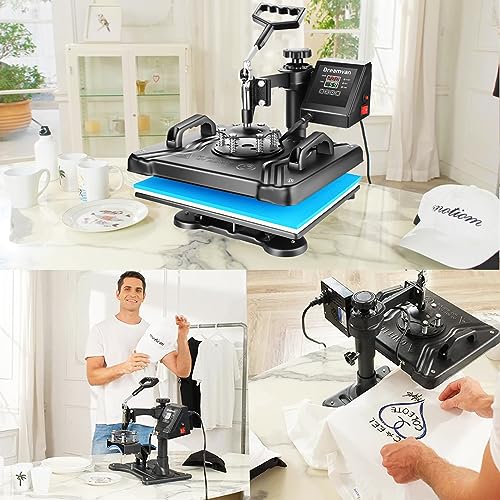 AKEYDIY 5 in 1 Heat Press Machine for t Shirts Professional Swing Away Heat Press Digital Combo 12" x 15" 360-degree Rotation Heat Press Machines