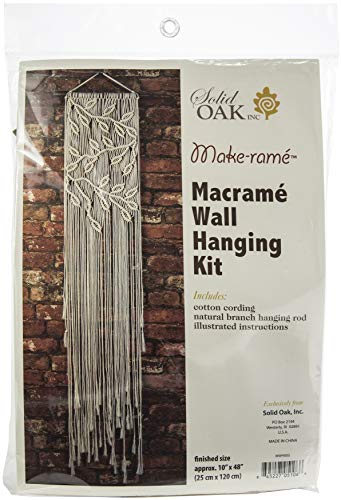 Solid Oak Macrame Wall Hanger Kit, Chevrons & Tassels - WoodArtSupply