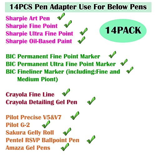 SPPQ 14 Packs Pen Adapter Set Compatible with Cricut (Explore Air, Explore Air 2, Air 3, and Maker,Maker 3), Pen Holder Compatible with