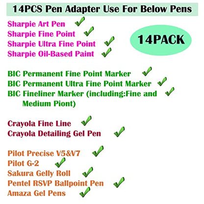 SPPQ 14 Packs Pen Adapter Set Compatible with Cricut (Explore Air, Explore Air 2, Air 3, and Maker,Maker 3), Pen Holder Compatible with