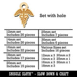 Caduceus Health Medical Symbol Mini Wood Shape Charms Jewelry DIY Craft - 14mm (26pcs) - with Hole Sniggle Sloth