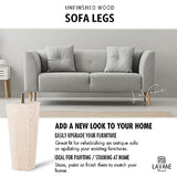 4 inch Unfinished Ash Wood Furniture Legs, LAVANE Set of 4 Mid-Century Modern Pyramid Wooden Replacement Feet with Pre-Drilled 5/16 Inch Bolt & La Vane