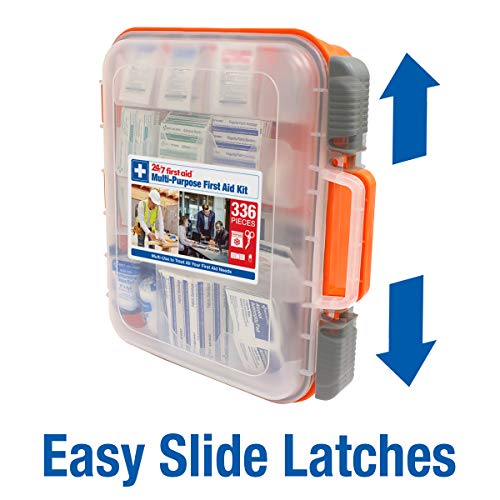 336 Piece First Aid Kit, Plastic Case 24/7 First Aid