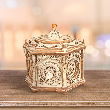 ROKR 3D Wooden Puzzles for Adults Mechanical Music Box-Secret Garden, DIY Rotating Music Box Model Building Kits for Teens, DIY Crafts/Hobbies/Gifts ROKR