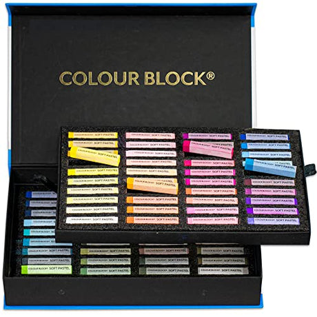 COLOUR BLOCK 80pc Soft Pastels for Artists I Color Chalk Pastels Set, Coloring Charcoal Sticks, Drawing Art Supplies for Adults, Beginners, Kids COLOUR BLOCK