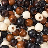 Craftdady 200Pcs Large Hole Barrel Wood European Loose Beads 4 Colors Natural Wooden Dreadlock Hair Braid Beads 16x16-17mm for Macrame Rosary Craftdady