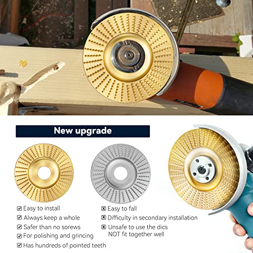 TOOVEM Angle Grinder Carving Disc Kit 5 PCS Including 4 Wood Shaping Grinding Discs and 1 Speedcutter Wood Carving Disc for 4" or 4 1/2" Angle - WoodArtSupply