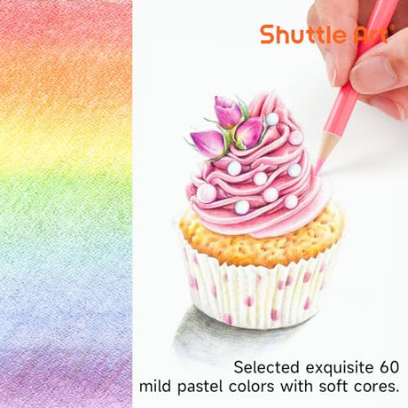 Shuttle Art 60 Pastel Colored Pencils, Colored Pencils for Adult Coloring, Soft Core Coloring Pencils in Gift Tin Box, Color Pencils for Kids Adults Shuttle Art
