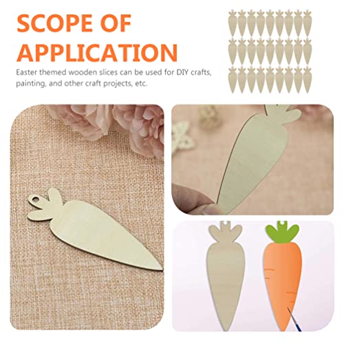 Abaodam 30Pcs Easter Unfinished Wooden Carrot Cutouts Blank Carrot DIY Wood Crafts Carrot Hanging Ornaments Wood Slices Easter Decor - WoodArtSupply