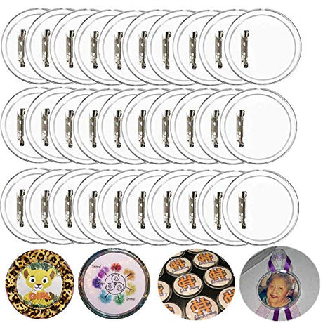30 Pcs 2.36'' Pin Button Badge Acrylic Clear Pin Buttons Blank Badge Making Kit Acrylic Badge Maker for Craft DIY Kids' Paper Craft Activities etc ZWIN