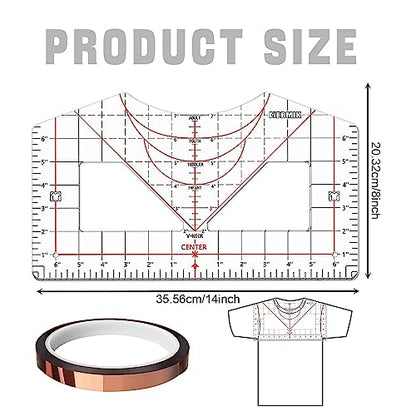 Tshirt Ruler Guide for Vinyl Alignment,Acrylic Tshirt Ruler for Center Design,Tshirt Measurement Tool for Heat Press,Sublimation,Heat Transfer, Heat - WoodArtSupply