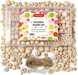 Incraftables Natural Wooden Beads for Crafts 530pcs (8mm, 10mm, 15mm, 20mm & 25mm). Best Wood Beads for Crafts with Holes. Bulk Unfinished DIY Large Incraftables