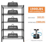 Hodonas Metal Shelving Unit with Wheels, 5-tier Wire Shelving with Adjustable Shelves for Storage, Freestanding Heavy Duty Metal Wire Storage Shelf Hodonas