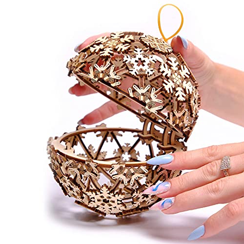 3D Wooden Christmas Ball Puzzle Kit by Wood Trick - Festive DIY Decor for All Ages Wood Trick