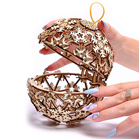 3D Wooden Christmas Ball Puzzle Kit by Wood Trick - Festive DIY Decor for All Ages Wood Trick