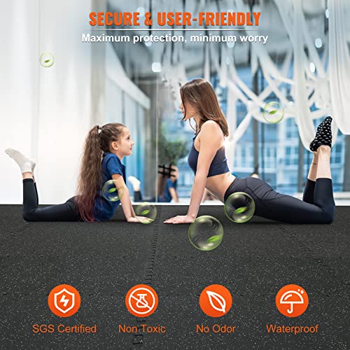 VEVOR 12 PCS 1/2 inch Thick Gym Floor Mats, 24" x 24" EVA Foam & Rubber Gym Flooring Workout Floor Mats with 48 sq.ft Coverage, Waterproof Exercise VEVOR