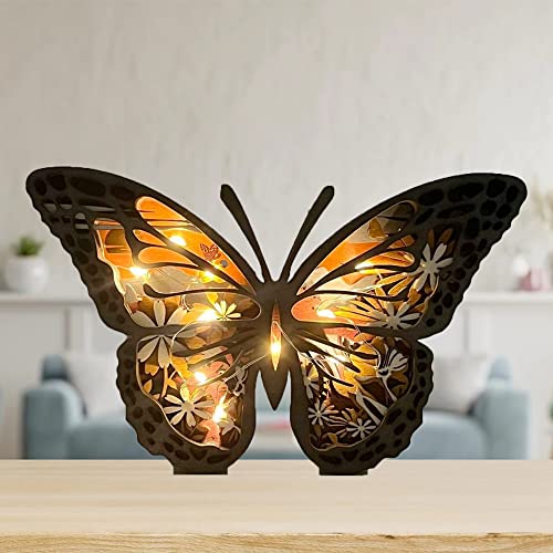 Joyforisa Personalized Wooden Animals Ornament, Custom Text Animal Statues Desktop Ornament with Light, 3D Natural Animal Decoration Wall Art for Joyforisa