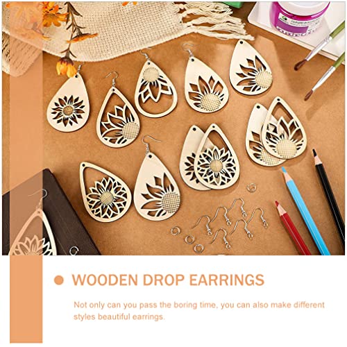 EXCEART 1 Set Wooden Earrings Earring findings Unfinished Wooden Earring Making kit Ear Ringing Making kit Earring Studs for Jewelry Making Wooden EXCEART
