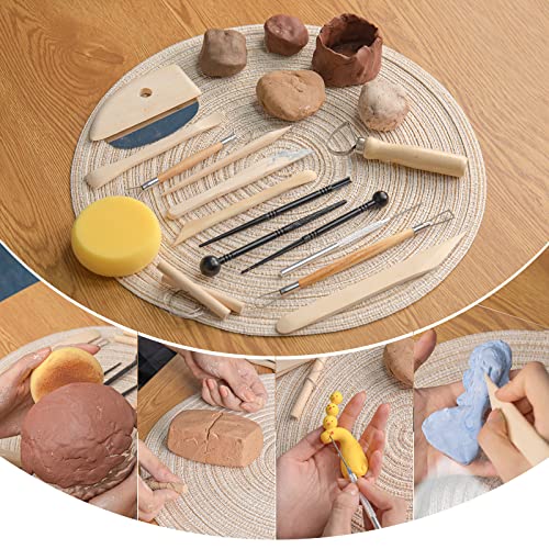 DUGATO Clay Modeling Tools for Kids, 17pcs Plastic Ceramic Pottery Tool  Set, Double-Head Design, Assorted Colors, for Shaping and Sculpting, Cake