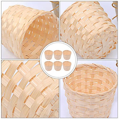 Zerodeko 12 PCS Miniature Artifical Wood Woven Baskets, Mini Woven Baskets Party Favor, Mini Woven Baskets Without Handles for Home Office Table - WoodArtSupply