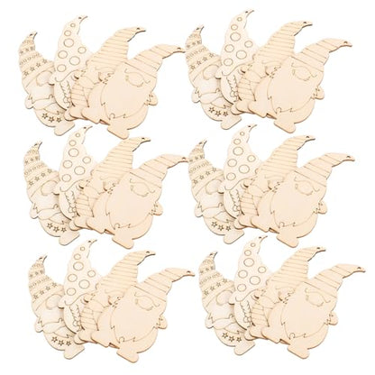 VOSAREA 40pcs Dwarf Wood Chips Wood Gnome Hanging Ornament Unfinished Wooden Gnomes Unfinished Wood Gnome Xmas Wood Cutouts Unfinished Wood Cutouts - WoodArtSupply