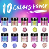 OSBANG 10 Colors Chameleon Mica Powder Color Shift Pigment Powder for Epoxy Resin Painting Soap Making Bath Bombs Candle Making Slime(0.1oz/jar) OSBANG