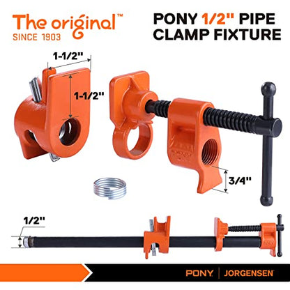 PONY 2-Pack 52 Wood Gluing Pipe Clamp Fixture for 1/2 Inch Black Pipe - WoodArtSupply