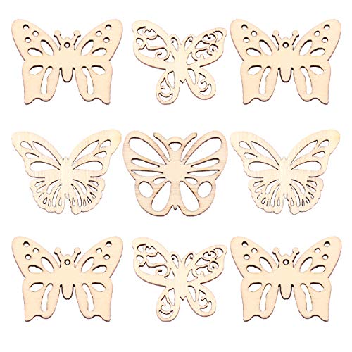 BESPORTBLE 100PCS Unfinished Wood Crafts Butterfly Wood Crafts Wood Butterfly Embellishment Unfinished Wood Butterfly Rustic Decor Wooden BESPORTBLE