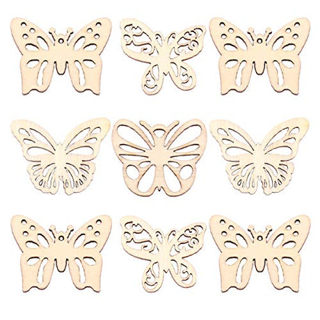 BESPORTBLE 100PCS Unfinished Wood Crafts Butterfly Wood Crafts Wood Butterfly Embellishment Unfinished Wood Butterfly Rustic Decor Wooden BESPORTBLE