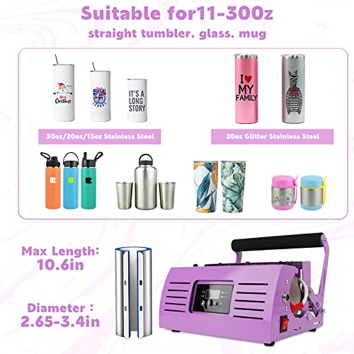Tumbler Mug Heat Press Machine,11-30oz Cup Heat Transfer Machine DIY Heat Transfer Vinyl Sublimation Straight Blank Skinny Tumbler Glass Jar Can for ENPAP