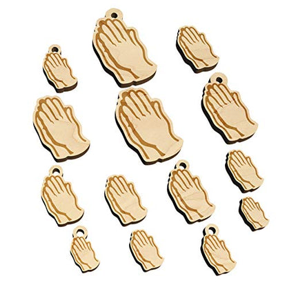 Praying Hands Mini Wood Shape Charms Jewelry DIY Craft - 30mm (6pcs) - No Hole - WoodArtSupply