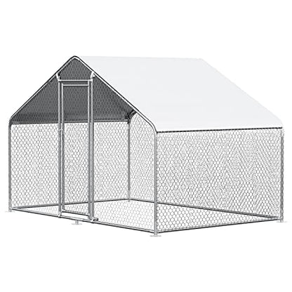 Chicken Coop Large Metal Chicken House/Pen for 6/10 Chickens Poultry Cage with Waterproof Cover for Rabbits Duck Walk-in Chicken Run for Yard Outdoor