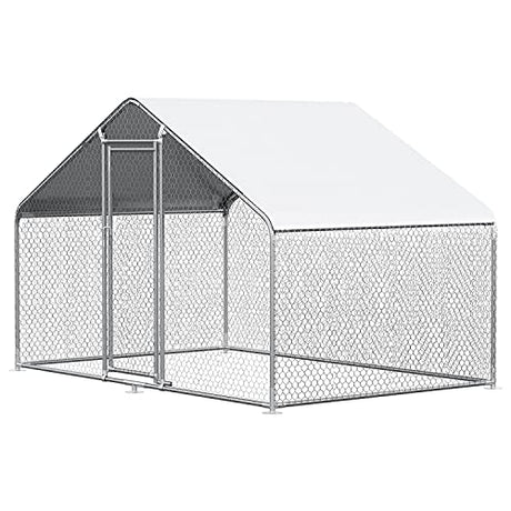 Chicken Coop Large Metal Chicken House/Pen for 6/10 Chickens Poultry Cage with Waterproof Cover for Rabbits Duck Walk-in Chicken Run for Yard Outdoor CHIKENCOOP