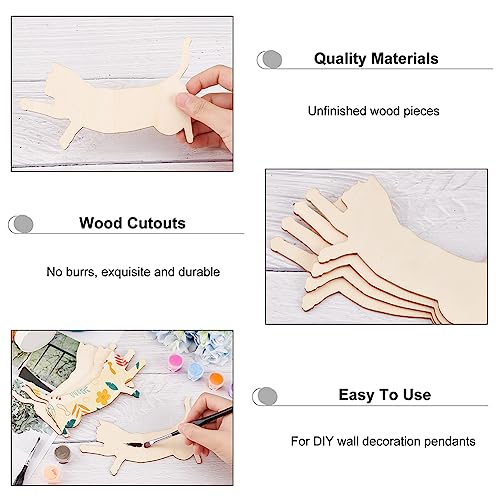 OLYCRAFT 4Pcs Unfinished Wood Pieces 5.8x4.3 Inch Cat Wood Pieces Cat Cutout Unfinished Wood Undyed Wood Cat Slices Blank Wood Slices for DIY Crafts