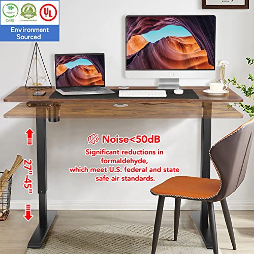 farexon Electric Standing Desk Adjustable Height, 55 x 24 Inch Sit Stand up Desk with Large Mouse Pad, Double Metal Hook,4 Memory Preset Heights Home - WoodArtSupply