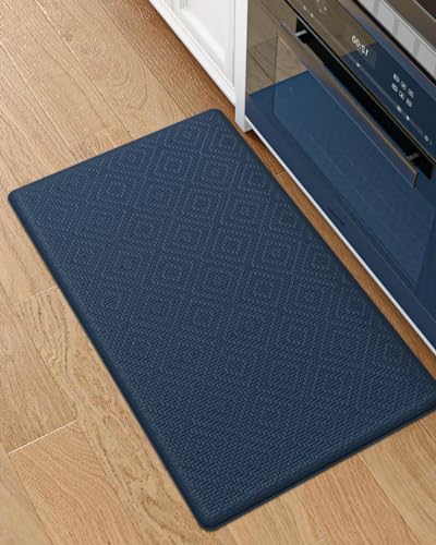 DEXI Anti Fatigue Kitchen Mat, Cushioned Kitchen Rugs Non Slip, Waterproof Comfort Standing Kitchen Floor Mat, 17"x29", Navy - WoodArtSupply