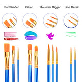 ESRICH Acrylic Paint Brushes Set,8Packs /80 Pcs, Nylon Brush Head, Suitable for Acrylic, Oil, Watercolor,Rock Body Face Nail Art,Perfect Suit of Art ESRICH