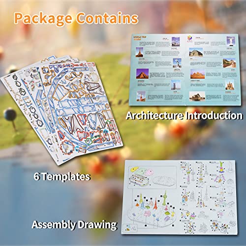 3D Puzzles for Kids World Trip Collection Toys Architecture Building Model Kits, DIY 3D Jigsaw Puzzles Educational Fun Assembly Crafts Birthday Gift