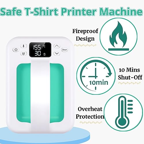 KORGOL Heat Press Machine for T Shirts, 7" × 5" Portable Mini Heat Press Fast Even Heat, Easy Press T Shirt Printer Machine with Insulated Base,for - WoodArtSupply