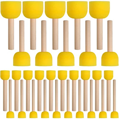 30 Pcs Round Sponges Brush Set, Round Sponge Brushes for Painting, Paint Sponges for Acrylic Painting, Painting Tools for Kids Arts and Crafts (4 vivinin